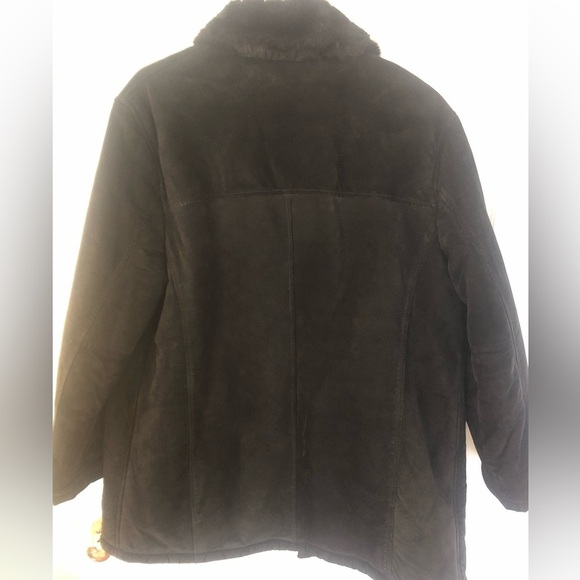 Jones New York Genuine Leather/Suede Faux Fur Barn Coat medium - Picture 3 of 14